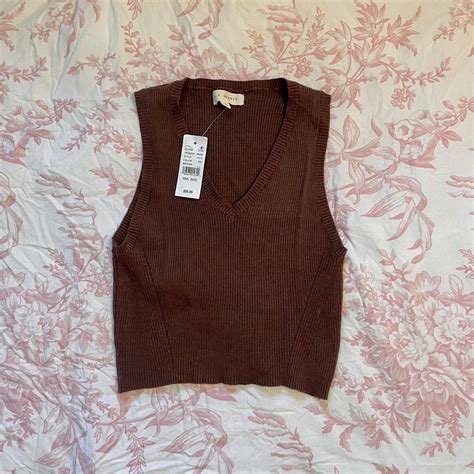 Never Worn Brown V-neck Sweater Vest. Great... - Depop