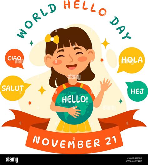 World Hello Day Vector Illustration on November 21 of Speech Bubbles with Different Languages ...