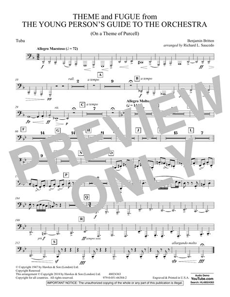 Theme and Fugue from The Young Person's Guide to the Orchestra - Tuba ...