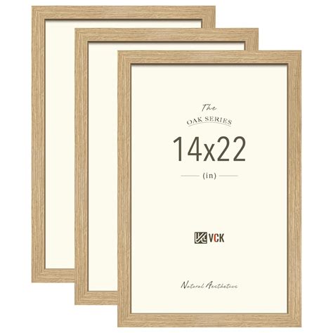 VCK 14x22 Picture Frame Set of 3 - Oak, Natural Solid Wood Poster Frame ...