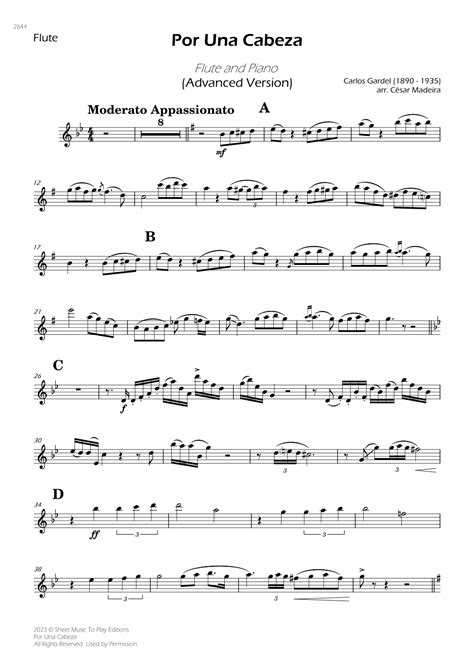 Por Una Cabeza - Flute and Piano - Advanced (Individual Parts) (arr ...