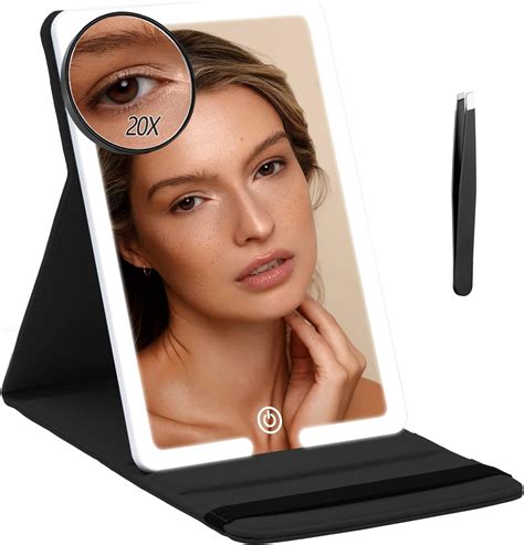 Amazon.com: RRtide Travel Mirror with Light, PU Leather Makeup Mirror ...