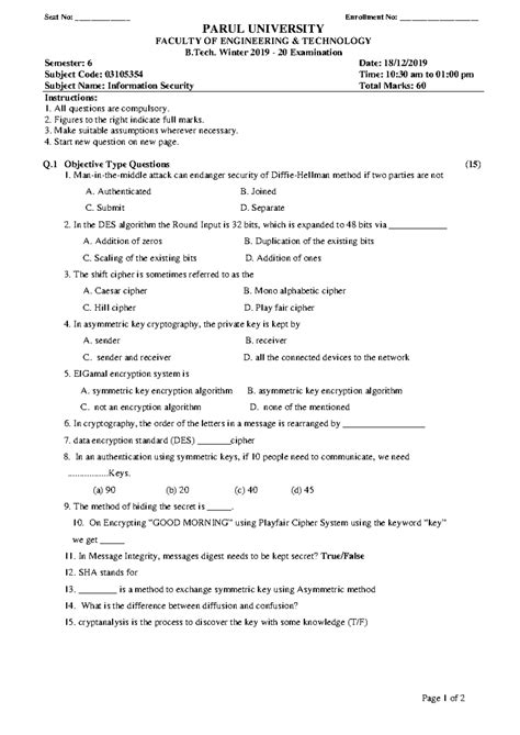 Crypto - Old QP (W 2019 ) - Pyq - Page 1 of 2 Seat No ...