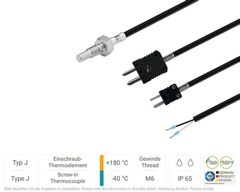 Thermoelement Typ J M6 mit Silikon-Leitung | Testo Sensor GmbH