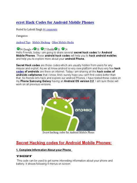 Image result for Hack Codes for Android