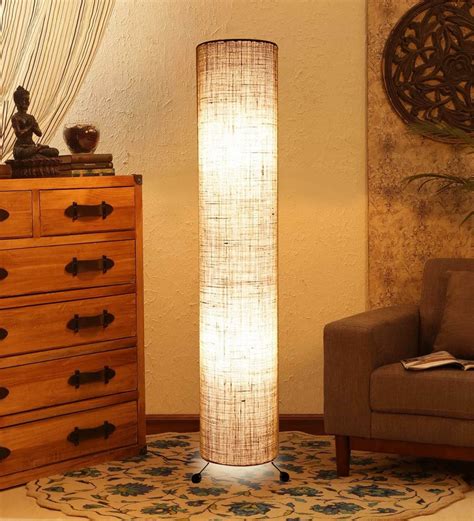 Buy White Fabric Shade Floor Lamp with Beige Base by Lavish Online ...