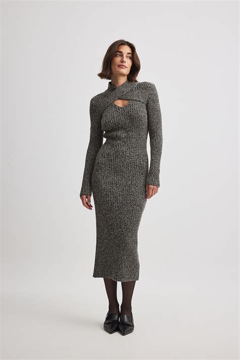 Knitted Midi Dress Grey | NA-KD