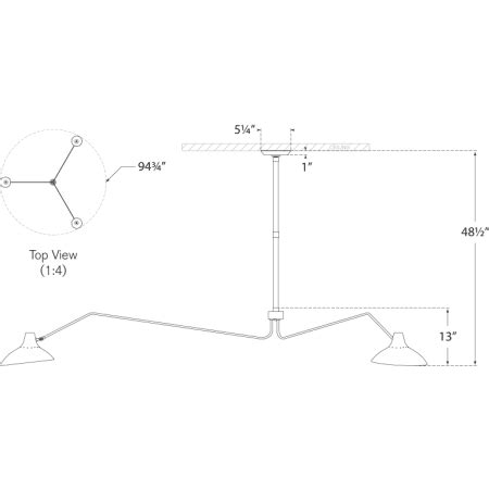 Visual Comfort ARN 5007BLK Charlton 96" Grande Triple Arm Chandelier by ...