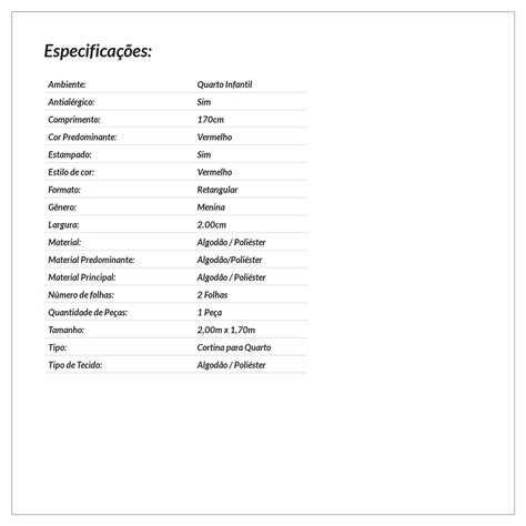Cortina Sarah Infantil Vermelho Estampada 2m x 1,7m Ideal para Varão Simples de 2 Metros ...