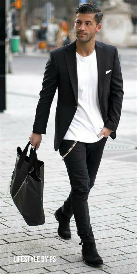 Black and White Outfit Men 的图像结果