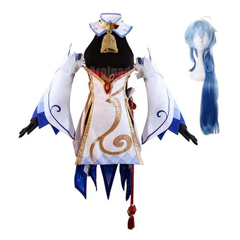 Buy Ganyu Cosplay Costume Wig Lolita Halter Skirt from Game Genshin ...