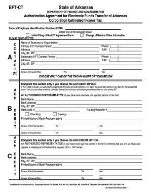 Fillable Online state ar arkansas eft ct form Fax Email Print - pdfFiller