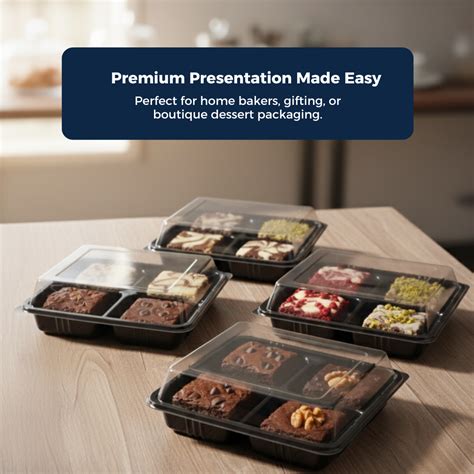 Clear Mini Brownie Tray – 4 PCS | ₹11.00 per Piece | Box of 100 Pieces ...