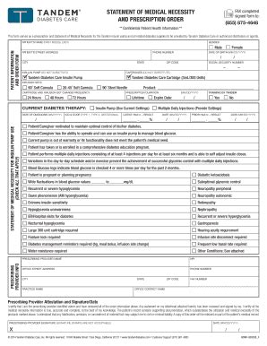Statement Of Medical Necessity For The T:slim - Vitality Medical - Fill ...