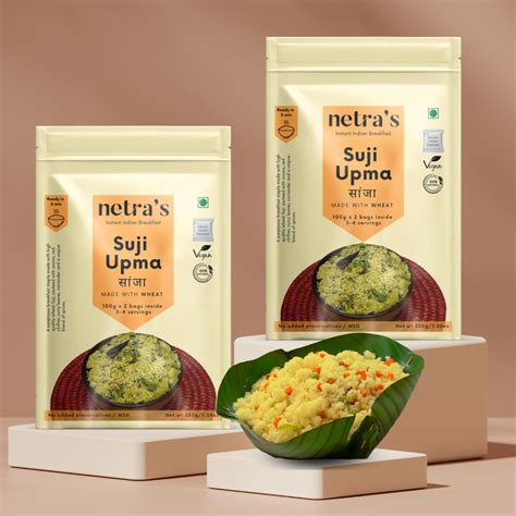 Instant Suji Wheat Upma (2 bags, 400g, 8 servings) | 100% Natural | Pr ...