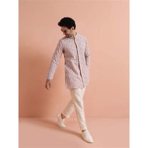 Buy KISAH Men Pink Silk Blend Kurta with Trouser Online