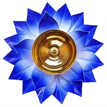 Buy Greenele Lotus Design Brass Diya 5", Puja Deepak/Oil lamp Colorful ...