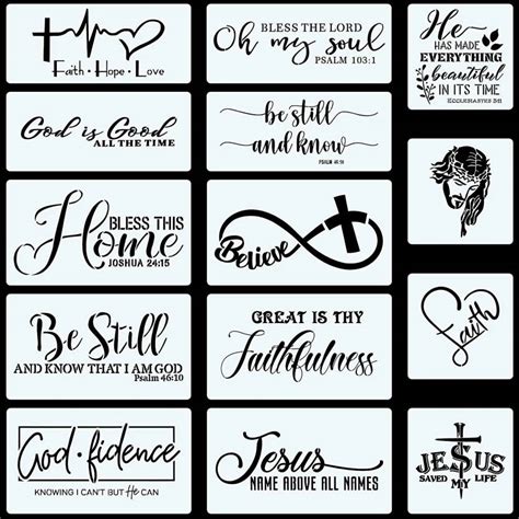 Kachi Pencil 14PCS Christian Stencils Painting on Wood, Bible Sign ...
