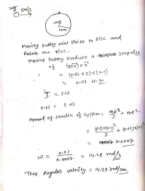 A disc of mass 100g and radius 10cm has a projection on its ...