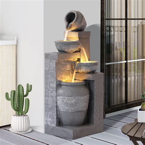 Union Rustic 32" Outdoor/Indoor Garden Water Fountains, 4 Tiers ...