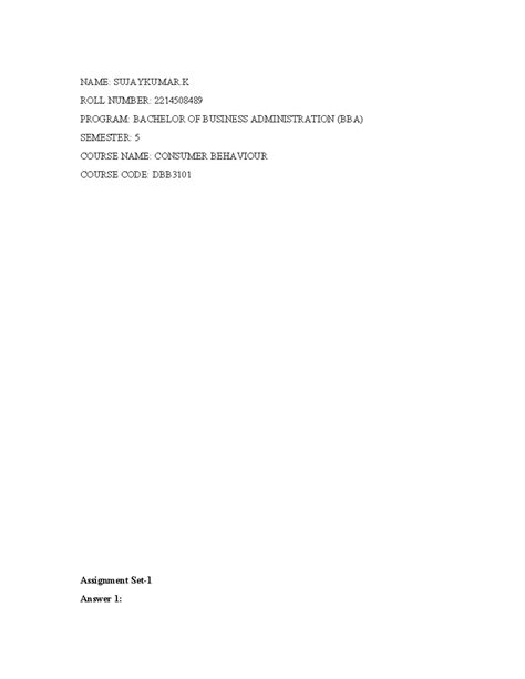 Assignment DBB3101 BBA 5 Set-1 and 2 Jul-Aug 2024 - NAME: SUJAYKUMAR ...