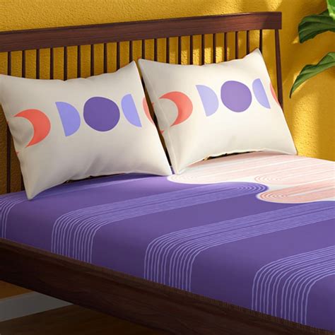 Buy PORTICO Melange Blue Printed Cotton Super King Bedsheet Set ...