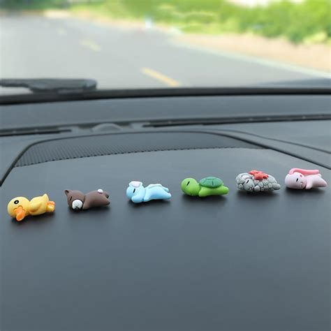 wolpin Polyvinyl Chloride 6 Pcs Cute Mini Cartoon Car Decor For Car ...