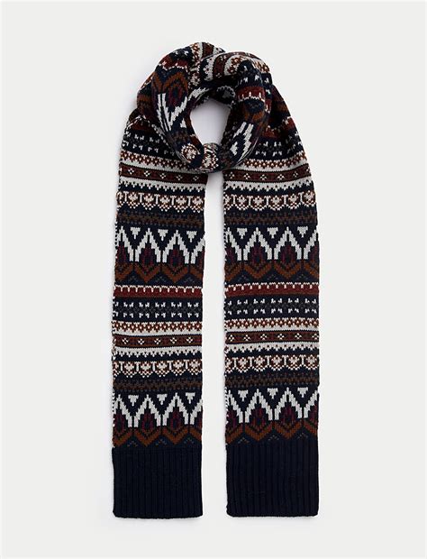 Buy Fair Isle Knitted Scarf at Marks & Spencer