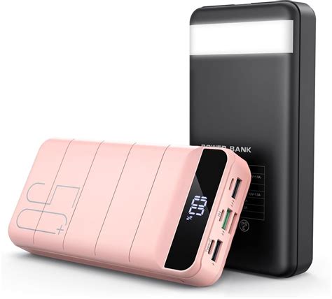 Amazon.com: 2 Pack Black&Pink:Portable Charger Power Bank 50000mAh Fast ...