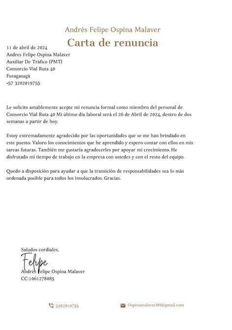 Best 13 Carta de Renuncia Laboral Voluntaria (Plantillas) – Artofit