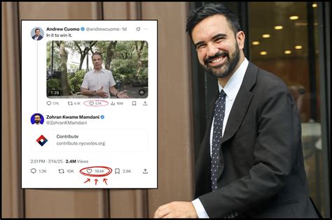 NYC Mayoral Candidate Zohran Mamdani Ratios Andrew Cuomo With Comment ...