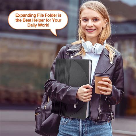 Buy Maustic 24 Pockets Expanding File Folder,Black Desktop Accordion ...