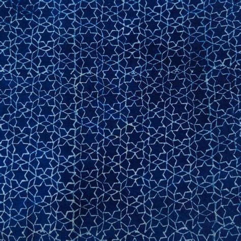 Pure Cotton Indigo With Stars and Circle Geometric Hand Block Print Fa ...