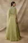 Buy Green Organza, Net Embroidery Open Neck, Sweetheart Hormonie Cape ...