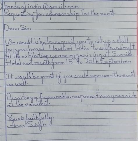 Write an email to a leading brand famous for selling Handicrafts ...