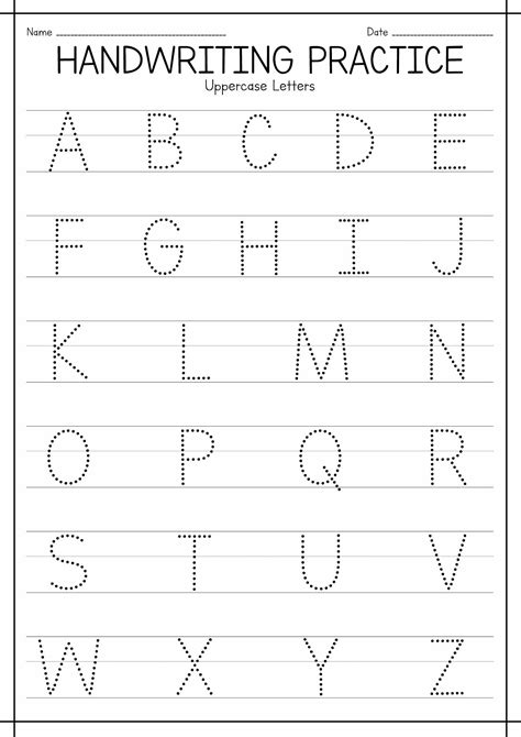 Free Printable Handwriting Practice Worksheet for Kindergarten