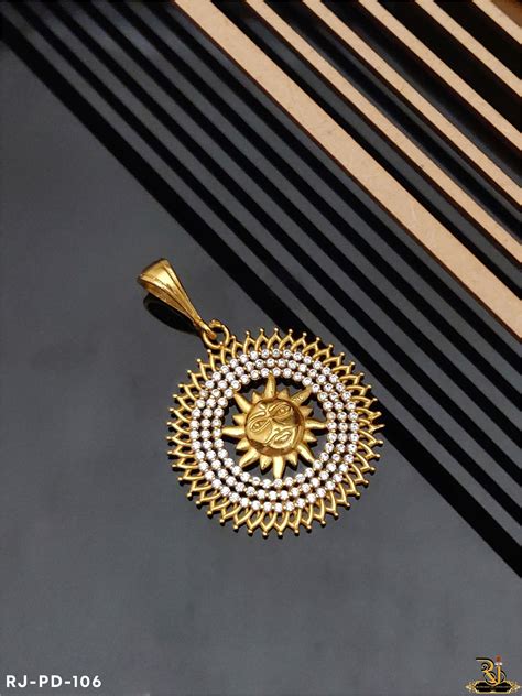 LIGHTED ROUND DIAMOND SUN GOD PENDANT PD-106 – Rudraksh Art Jewellery