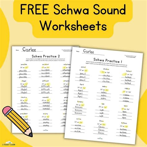 Schwa Sound Practice Worksheets: FREE Printables - Literacy Learn