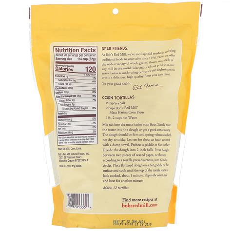 Bob's Red Mill Masa Harina Golden Corn Flour Gluten Free 22 oz ...