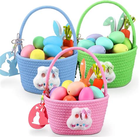 Amazon.com: WGXX 3PCS Easter Basket with Handles, small Easter Basket ...