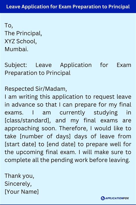 (6+ Samples) - Leave Application for Exam Preparation
