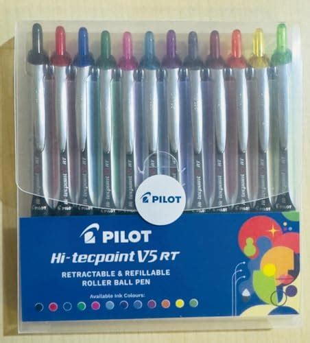 Pilot Hi-techpoint V5 RT Roller Ball Pen Set, 12 Assorted Colours ...