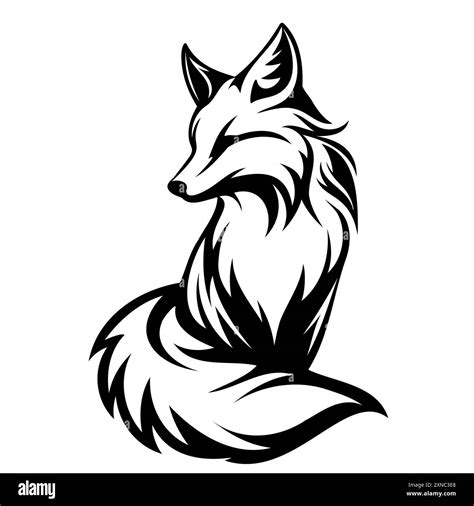 Fox Black And White Drawing Black And White Fox Vector Images (over