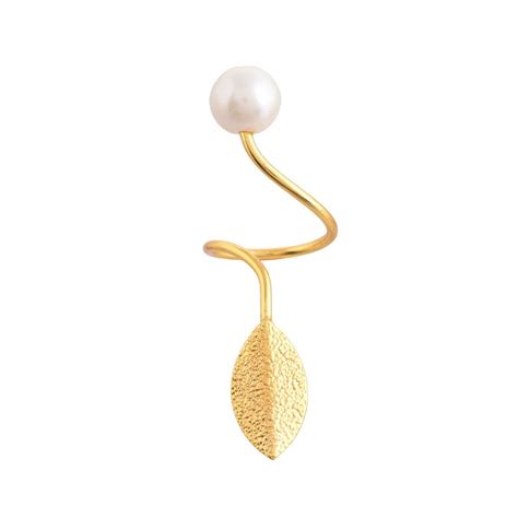 Buy Silvermerc Designs Gold-Plated Pearl-Studded Ring Online