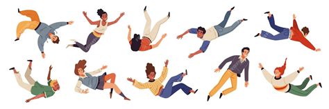 Flying people movement in air inspiration and freedom concept falling ...