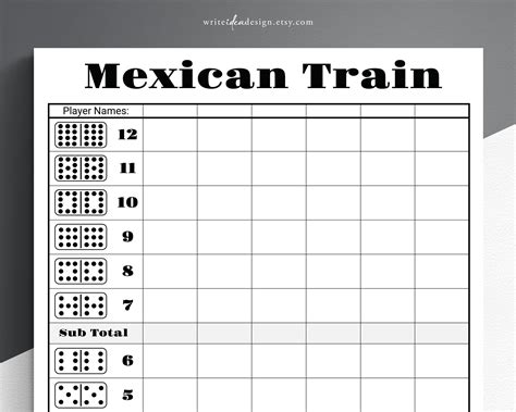 Get Your Free Printable PDF Mexican Train Score Sheet Here — Worksheets Guru