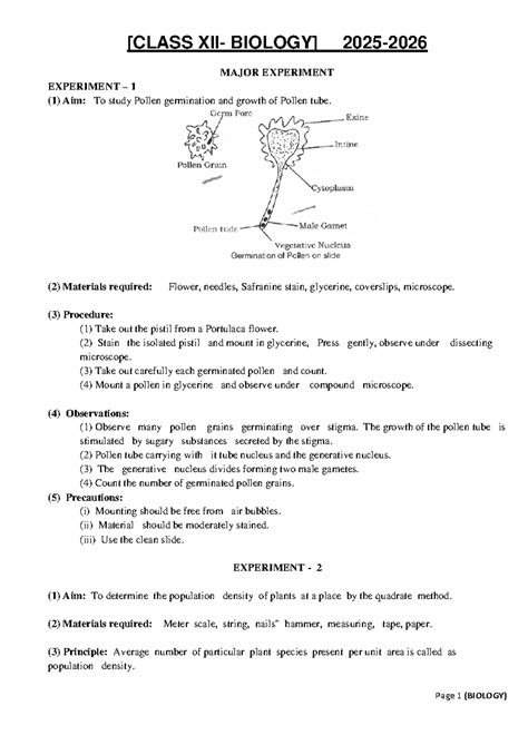 12th Biology Practical: Pollen Germination & Mitosis Studies (2025-26 ...