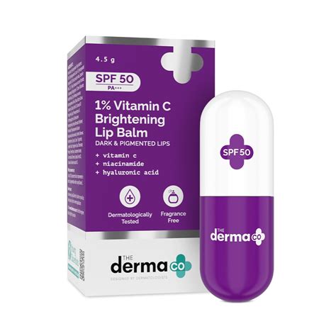 The Derma Co 1% Vitamin C Brightening Lip Balm with SPF 50 PA +++ I Wi ...