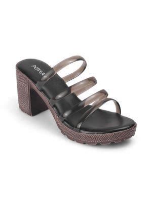 Buy PEPPER Multi Strap Block Heels - Black (EURO 35) Online
