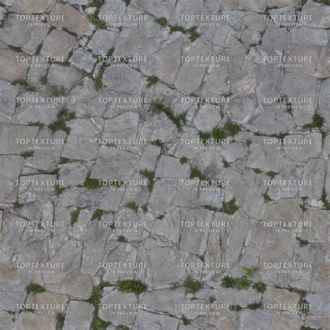 Exterior Stone Tile Flooring with Grass - Top Texture